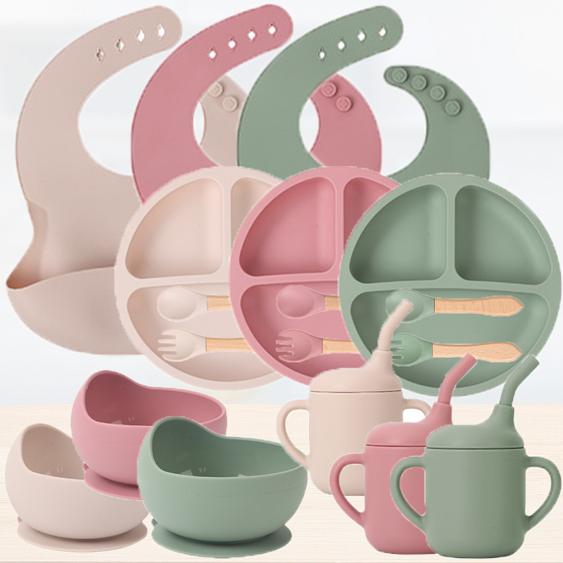 Baby Products Kit - Set peralatan makan silikon anak-anak, Set